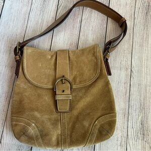 COACH Tan Vintage Suede Messenger Bag Purse
